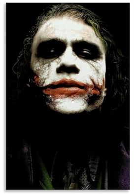HUEAEHAHE Heath Ledger Joker (1) Poster, Raumdekoration, Leinwandposter, ästhetisches Poster, Wandkunst, Dekor-Poster, 30 x 45 cm, ungerahmter Stil