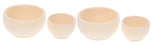 Operitacx 4pcs Unique DIY Unfinished Wooden Small Bowl Blank Bowl Model for Painting Decorative Graffiti Toys