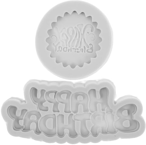 OSALADI 2pièces Moules à Lettres Joyeux Anniversaire Silicone pour Fondant Chocolat Cupcakes et Pâte Polymère sans Danger pour Aliments