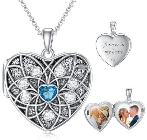 Shusukue Personalisierte Amulett zum öffnen Silber 925 Sterlingsilber Medaillon zum öffnen für Bilder Alskette Herzkette mit Gravur Foto Amulett Anhänger Herzmedallions