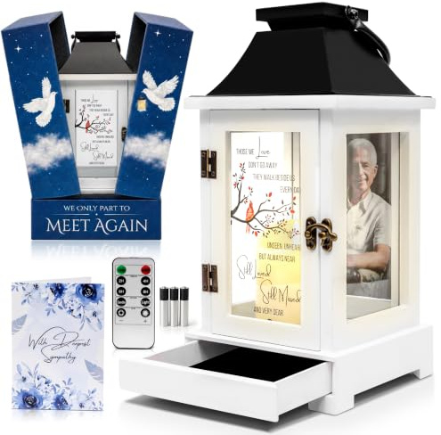 STILLWIND Linterna conmemorativa con cajón para recuerdos, regalos de condolencias por la pérdida de un ser querido, regalos conmemorativos, regalos de duelo, regalos funerarios, regalos de duelo para
