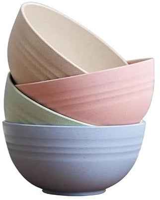 PIQIUQIU Lot de 4 bols à soupe, 700 ml, bols à céréales, bols à salade, bols à fruits et bols à soupe, légers, incassables, passent au lave-vaisselle et au micro-ondes