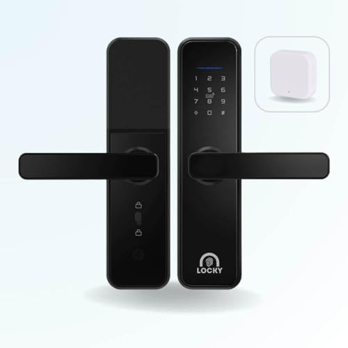 LOCKY-1 Serrure connectée Code, Badge, App, Bluetooth, Poignée intégrée, Passerelle WIFI incluse