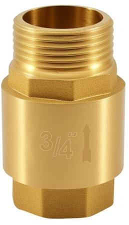 Messing Rückschlagventil 3/4 Zoll, 3/4'' Rücklaufventil IG zu AG, Rückflussverhinderer mit Innengewinde und Außengewinde, Rückschlagventil Abwasser für Pumpe, Waschmaschine, Garten, Regentonne