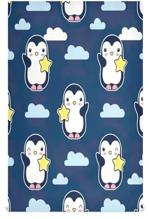 RPLIFE Kawaii Paños de cocina con estrellas de pingüino para secar platos, 28 x 18 pulgadas, toallas decorativas de cocina absorbentes, juego de 4