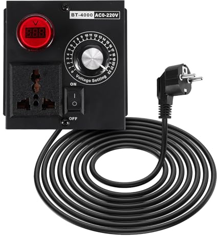 Gokelomg Drehzahlregler 230V AC 9A 4000W - Spannungsregler für Lichtsteuerung, Temperatursteuerung, Geschwindigkeitsregelung mit EU-Stecker