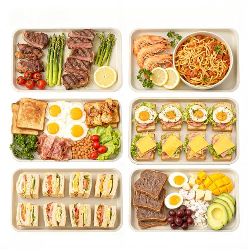 MIKIYUEER 24er Set Fast-Food-Tabletts, Serviertabletts für Restaurants Cafeteria-Tabletts Mikrowellengeeignet Rutschfeste Oberfläche Ideal für Kantinen Küchen Hotels Restaurants (Khaki)