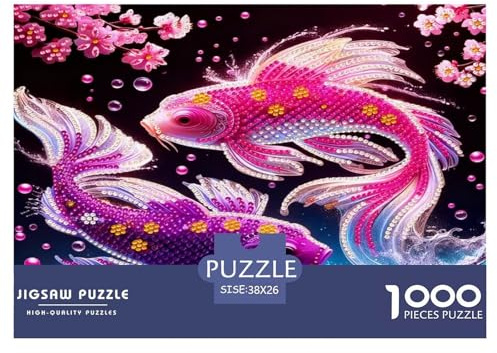 Glückliche Koi Puzzle 1000 Teile Impossible Geschicklichkeitsspiel Für Die Ganze Familie, Klassische Geschenk Farbenfrohes Legespiel Home Dekoration 38x26cm/1000pcs