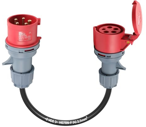 CEE Adapter 32A auf 16A, Starkstrom Adapter mit Kabel, IP44 Schutz, 5x2,5mm², 400V (VDE 0.5m B)