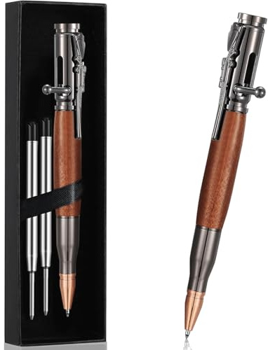 LEMONSTONE Druckkugelschreiber mit 2 Auswechselbare Mine, Tactical Pen | Kugelschreiber hochwertig für Business Büroschreibstift, Bolt Action Pen 1mm