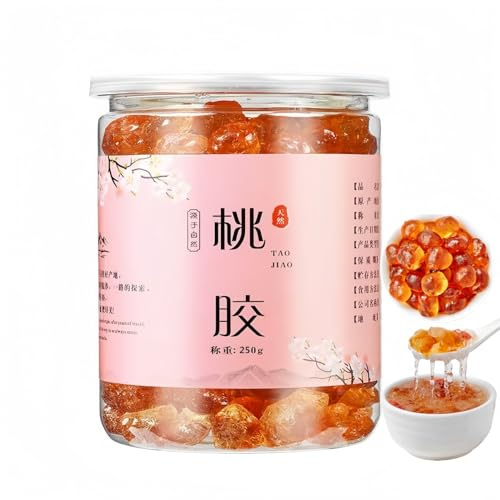 JOIYSVEN 100% Natural, Sweetened, Dried Edible peach tea, peach gum Food Grade, pur gum Pure Dried Peach Gum (250g)
