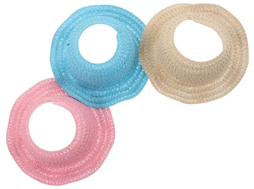 Holibanna 3 Stück-Pack Kleiner Strandhüte aus Stroh für Puppen 17cm Handgefertigt Universelle Passform und Formbeständig für Selbstgemacht Bastelprojekte und Puppenkleidung