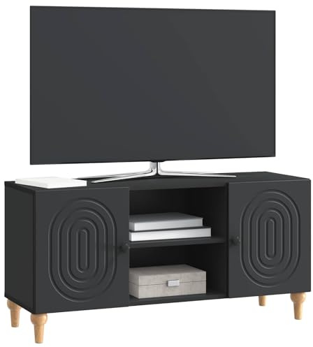 vidaXL TV-Schränk Schwarz 102 x 34,5 x 50 cm Holzwerkstoff, Stylische Wohnzimmermöbel, rechteckiger Medienkonsole, viel Stauraum, praktischer TV-Ständer, platzsparend
