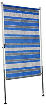 Angerer Freizeitmöbel GmbH Balkonsichtschutz Standard - Senkrechtmarkise für Sicht- und Sonnenschutz - Montage ohne Bohren und Dübeln - ideale Balkonmarkise für Mietwohnungen (Blau-Weiß-Grau, 150 cm)