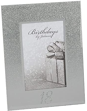 Silver Glitter Mirror Glass Photo Frame 4x6 18th Gift Birthdays by Juliana