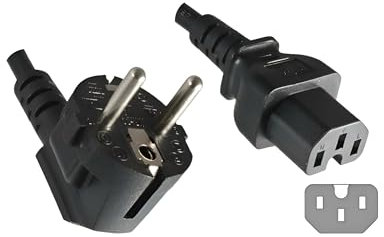 DINIC Stromkabel, Netzkabel Schuko auf Warmgerätestecker C15, VDE (3,00m, schwarz)