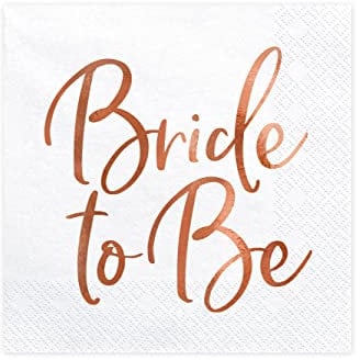 Servietten Bride to Be 20 Stück 33x33cm 1/4-Falz 3-lagig Papierservietten Frauen JGA weiß rosegold/Servietten für Braut, Hochzeitparty - Bride To Be - Rose Gold, 33 X 33 cm