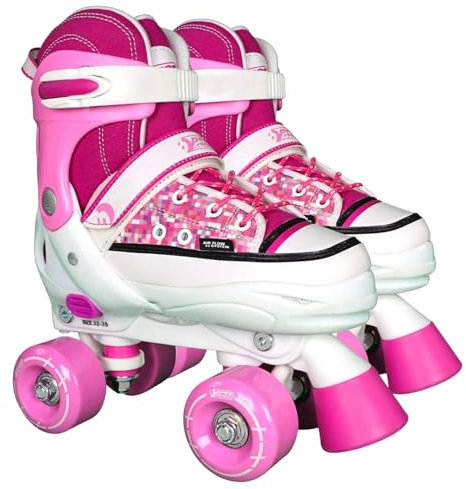 Best Sporting Rollschuhe Kinder Mädchen I Rollschuhe größenverstellbar 36-39 I robuste Inliner für Jugendliche mit Bremse I rosa - weiß I Rollerskates Schuhe Kinder I Inliner mit 4 Rollen