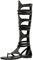Jamron Damen Knie Hoch Römische Gladiator Sandalen Nieten Besetzt Riemchensandalen Reißverschluss Zehensandalen Schwarz SN020342 EU38