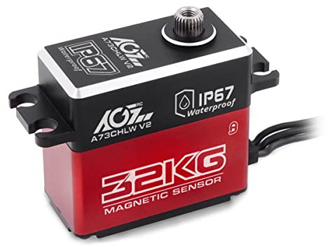 AGFRC Servo RC-Servo à couple élevé étanche IP67 - Engrenage entièrement en métal sans noyau pour ramper 1/10 RC voiture, bateau, angle de contrôle 180° (A73CHLW V2)