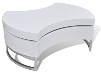yorten Couchtisch Wohnzimmertisch Hochglanz Formverstellbar Weiß 80 x 32,5 cm (Φ x H)
