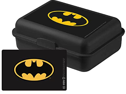 DC Comics Batman Logo Boîte à Déjeuner Sandwich Bento Lunch Box avec Séparateurs noir