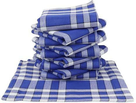 Lot de 10 Serviettes de Table Carreaux Vichy Normand Bleu Nelly