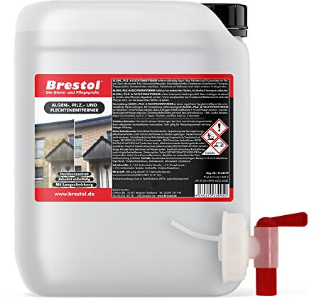 BRESTOL® Algenentferner Pilzentferner Flechtenentferner 25 Liter Konzentrat + Auslaufhahn 61 mm - Grünbelagsentferner Grünbelagentferner