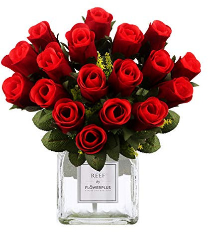 18 Rose Artificiali Realistica a Gambo Lungo Rosa Finta, Bouquet da Sposa da Sposa in Seta per Decorazioni da Ufficio in casa per Feste in Giardino Giardino e Decorazione