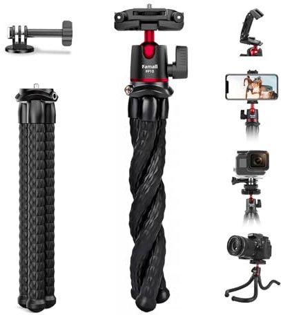 Treppiede per fotocamera, Famall flessibile treppiede per telefono con attacco a scarpa fredda per fotocamere iPhone, Canon, Nikon, Sony