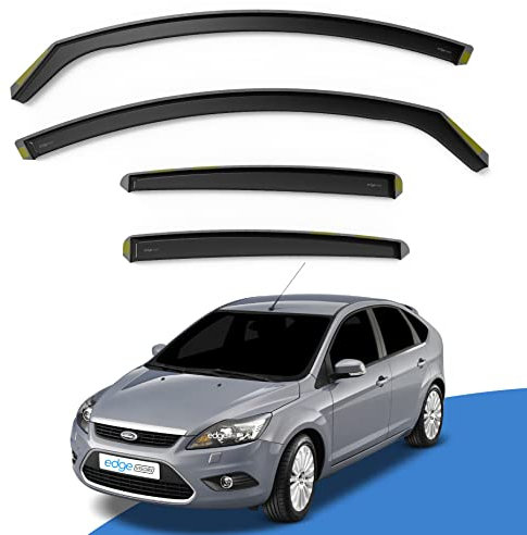 EdgeVisors Wind Deflectors | Fits: Ford Focus MK2 (2004-2011) 4/5 Door Saloon/Liftback 4pc Set | In-Channel Rain Guards for Wind, Rain & Sun Protection, Easy Installation - Tinted
