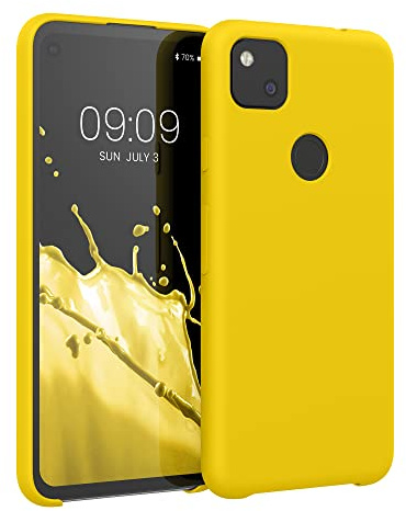 kwmobile Handyhülle für Google Pixel 4a Hülle - Case Silikon - Kabelloses Laden - Schutzhülle Cover in Strahlend Gelb