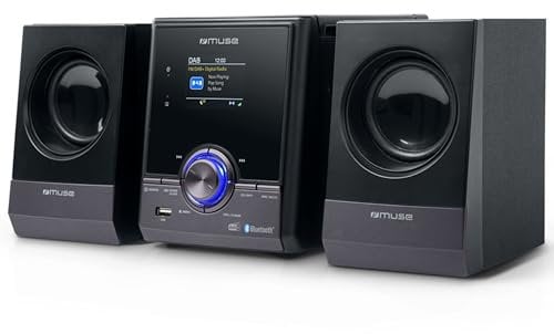 Muse Stereoanlage, Kompaktanlage mit CD-Player & DAB Radio, Mini Stereoanlage mit 2 Lautsprecher, Musikanlage mit FM/DAB/DAB+ Digital-Radio, Bluetooth & AUX, MP3 & Spotify, Musik-Anlage Kompakt