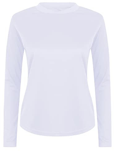 Athletic Sportswear Ladies Long Sleeve Running Top Active Gym Sports Fitness Yoga T-Shirt Workout Shirt (8, White)