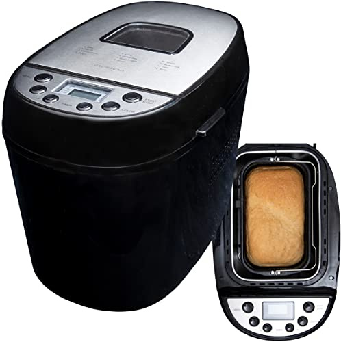 Gastronoma Brotbackautomat - Brotbackmaschine - Schwarz/Edelstahl | 12 Programme - 13 Std. Timer - 60 Min. Warmhaltefunktion - Bread Maker