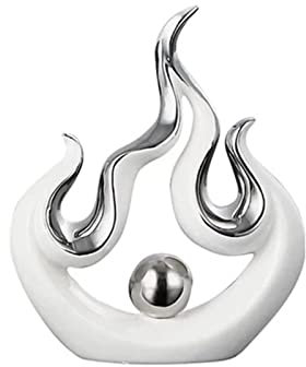 LGYKUMEG Flamme Deko Skulptur Modern Abstrakte Keramik Statue Dekoration Für Wohnzimmer Wohnung Büro Tischdekoration 22cm Hoch, Geschenk,Weiß,S