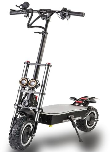 HWWH Trotinette Electrique Adulte Puissante Scooter Electrique Double Moteurs 2 Roues 11in Pneus Hors Route 60V 40Ah Batterie au Lithium Haute Capacité Autonomie de 100 km