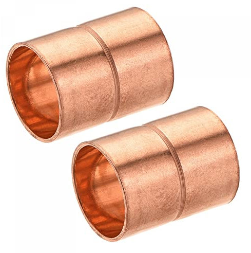 sourcing map Accoppiamento per tubi in rame Adattatore di collegamento dritto da 16 mm con tubo arrotolato Stop C x C Connessione a saldare per impianti idraulici 2 pezzi