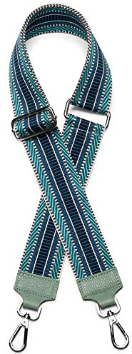 Caspar BSG01 breiter Leder/Textil Schultergurt mit Silber Karabiner für Handtaschen, Farbe:Mint, Accessoires:One Size