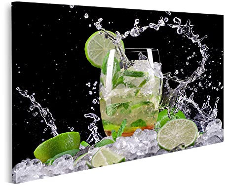 islandburner Bild auf Leinwand Mojito Cocktail auf schwarzem Hintergrund Bilder Wandbilder Poster