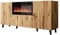 Mirjan24 Kommode Vailbo 180 mit Elektrischem Kamin, Mehrzweckschrank mit 3 Türen, Realistische LED-Flamme, Anrichte, Highboard, Sideboard, Mit Deko-Kristallen, Esszimmer (Eiche Wotan)