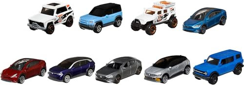 Matchbox Cars, 9-Pack of 1:64 Scale Toy Trucks & Vehicles from The Adventures World Tour Show, 1 Exclusive Vehicle