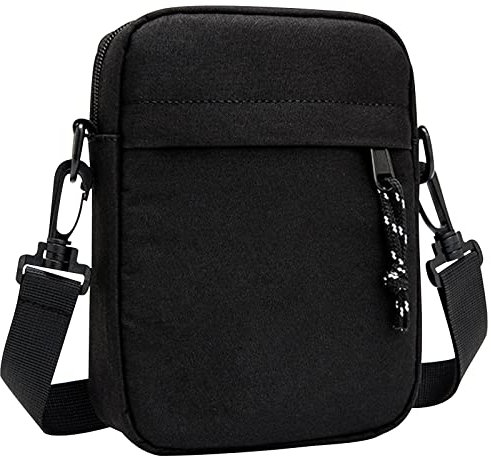 Lizbin Kleine Umhängetasche für Herren, Mini Umhängetasche Seitentasche für Handy Reisepass, lässige Umhängetasche Handy Geldbörse, Mini Schultertasche Gürteltasche Wasserdicht (Schwarz)