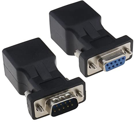 EMSea 9-poliger RS232 DB9 auf RJ45 Serieller Adapter Ethernet Konverter für Standard 9 Pin D-Sub RS-232 Geräte Computer Laptop Drucker DB9-F auf RJ45-F & DB9-M auf RJ45-F