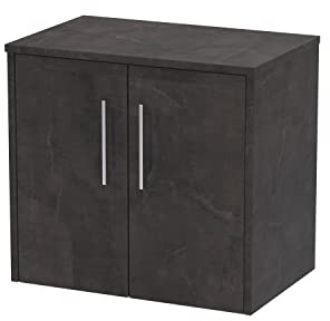 Hudson Reed JNU2623W Juno Wall Hung 2 Door Countertop Vanity & Colour Worktop, 600mm, Matt Metallic Slate