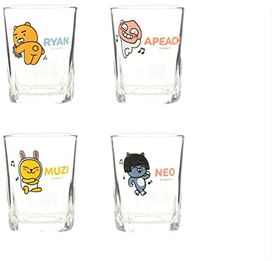 Kakao Ryan Dance Soju Glas - Koreanische Soju Alkohol Schnapsgläser Glaswaren Set von 4 Apeach Neo Muzi