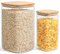 ComSaf 1500ml/4600ml Vorratsdosen mit Deckel 2er Set, Φ15cm Keksglas Vorratsgläser Eckig mit Deckel Luftdicht Holz, Deko Aufbewahrungsgläser zur Küche für Reis, Nudeln, Hafer, Getreide, Kekse