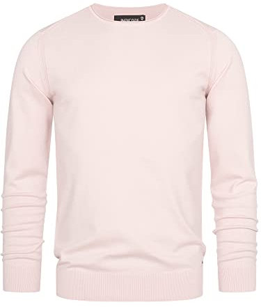 Indicode Herren Gamal Strickpullover aus 80% Baumwolle | Pullover O-Neck Pulli Männer Chintz Rose, L
