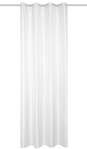 HOMEbasics 800530 Ösen Fertigschal Softy halbtransparent, Farbe:wollweiß, Größe:245 x 140 cm, Anzahl:1x, Aufhängung:Ösen
