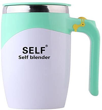 Maizoon Taza Agitadora Automática USB Recargable Versión Impulsor Taza de Acero Inoxidable 304 Sin Necesidad de Enchufar Fácil de Llevar Casa Oficina Viaje 400ml/14oz Verde